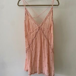 Free people sequin and lace pink dress